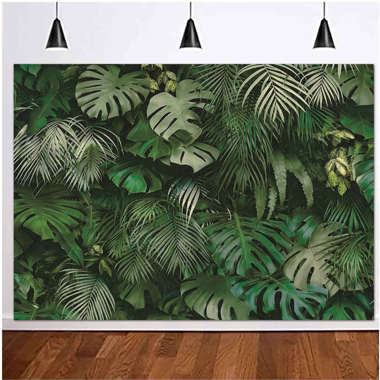 Photo 1 of 8x6FT Tropical Green Leaves Photography Backdrops Nature Safari Party Decoration Outdoorsy Newborn Baby Shower Backdrop Wedding Bridal Shower Birthday Photo Background Studio Props Booth Vinyl