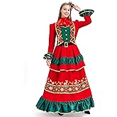 Ahititi Mrs Claus Costume Adult Women Miss Santa Dress 4PCS Long Sleeve Christmas Outfit Party Holiday Plus Size