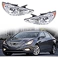 GXYWADY Passenger Driver Side Headlights Assembly Replacement for Sonata 2011 2012 2013 2014 Headlights Pair Front Lights Left and Right Side