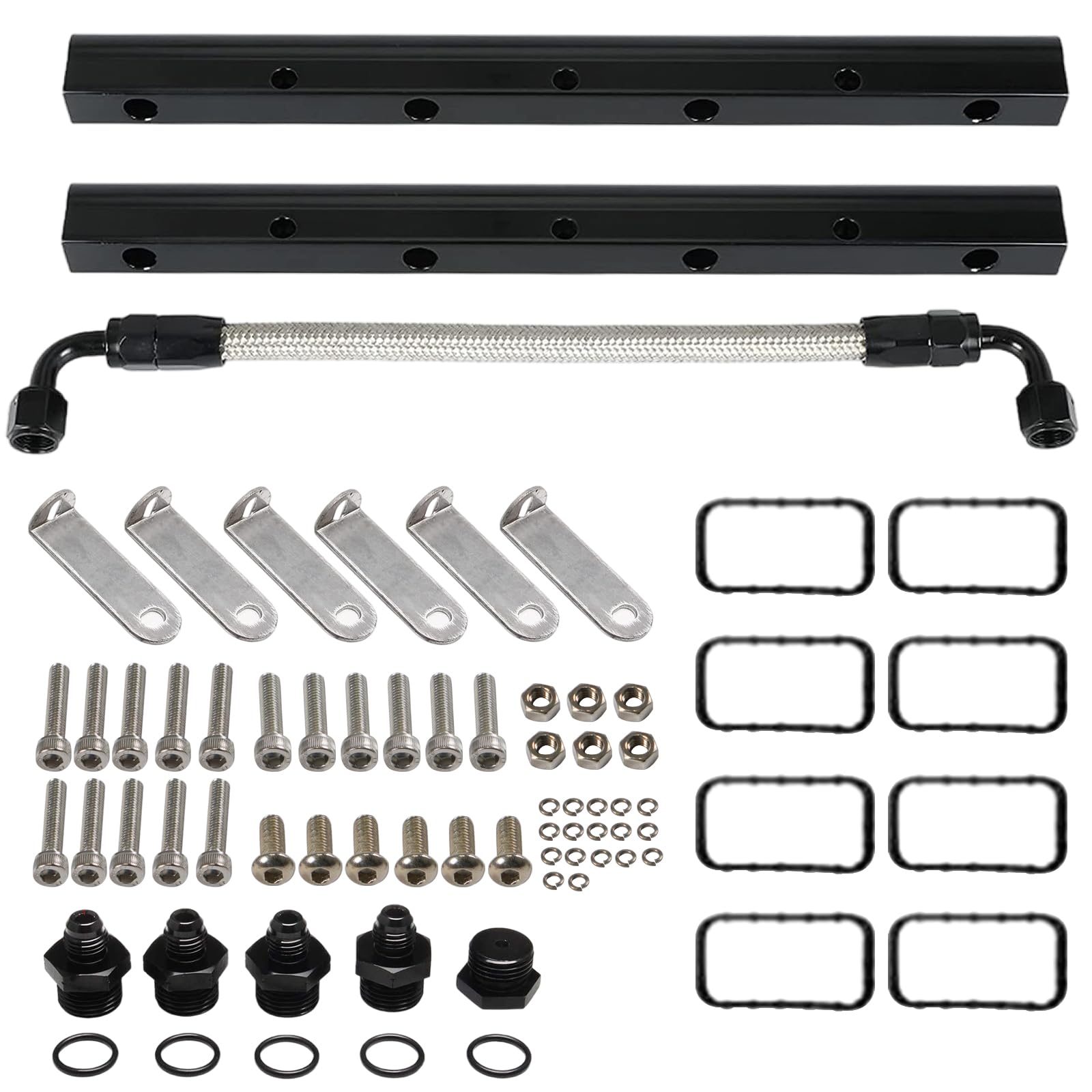 Photo 1 of BHB 6AN Billet Fuel Rail Kit Compatible With LS LS1 LS2 LS3 LS6 Stock Intake Manifold 6AN with Hardware