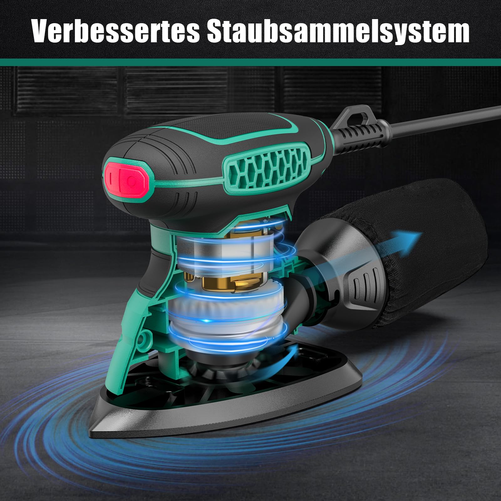 HYCHIKA 140W Deltaschleifer, 13000 OPM Multischleifer Effiziente Staubabsaugung, mit 12PCS Schleifpapier, Ideal zum Schleifen von Holz und Entfernen von Rost und Farbe 3