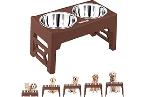 EliteField Elevated Dog Bowls (2-Year Warranty), Two 58 oz Stainless Steel Food Bowls, 5 Adjustable Raised Heights (4", 9.5", 10.5", 11.5", 12.75") Suitable for Dogs of All Ages, Small to Large Sizes