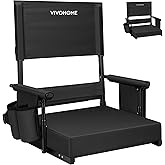 VIVOHOME Height Adjustable High Back Stadium Seat with Back Support and Cushion, Portable Bleacher Chair with Cup Holder and 