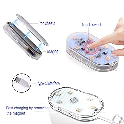 FICBOX 3Pcs Car LED Lights Interior,7 Colors LED
