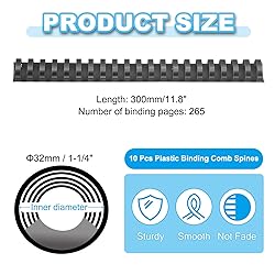 PATIKIL 32mm (1-1/4") Plastic Binding Combs, 10 Pcs