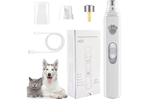 VIWIK Dog Nail Grinder, 2-Speed Rechargeable Dog Nail Trimmers for Large Medium & Small Dogs, Upgrade Professional Electric Pet Paws Nail Grinder, Quiet Puppy Grooming Tool Cat Dog Nail Dremel White