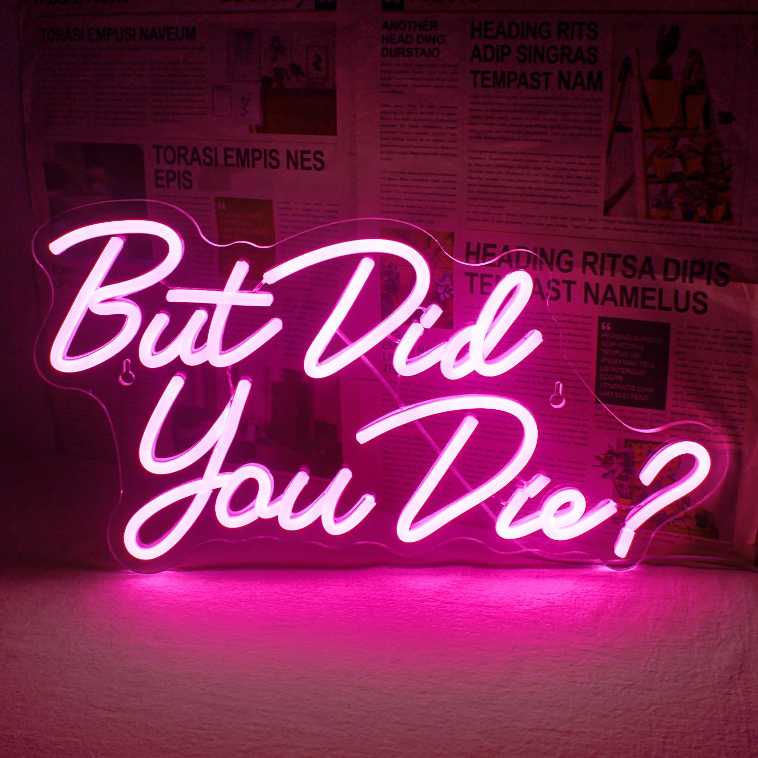 Photo 1 of Horseneon But Did You Die Neon Led Sign, Pink Neon Signs for Wall Decor, Letter Neon Lights with USB Powered for Room Decor, Bedroom, Office, Gym, Livingroom
