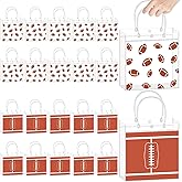 Kosiz 24 Pcs Football Clear PVC Gift Goodie Bags with Handles Football Theme Party Favor Snack Candy Treat Tote Bag Bulk for Team Gifts Birthday Decorations Supplies, 7.87 x 7.87 x 3.14 Inch