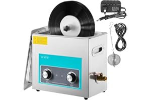 VEVOR Ultrasonic Vinyl Record Cleaner 6L 40kHz Vinyl Ultrasonic Cleaning Machine Knob Control Record Ultrasonic Cleaner 4 Records Vinyl Sonic Cleaner Stainless Steel Tank w/Mechanical Heater & Timer