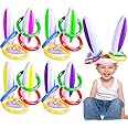 [16 Score Rings ] 4 Pack Easter Inflatable Bunny Rabbit Ears Ring Toss Game ​Easter Basket Essential for Kids Party Games Inflatable Gifts for Indoor Outdoor Toys Party Supplies Family Game