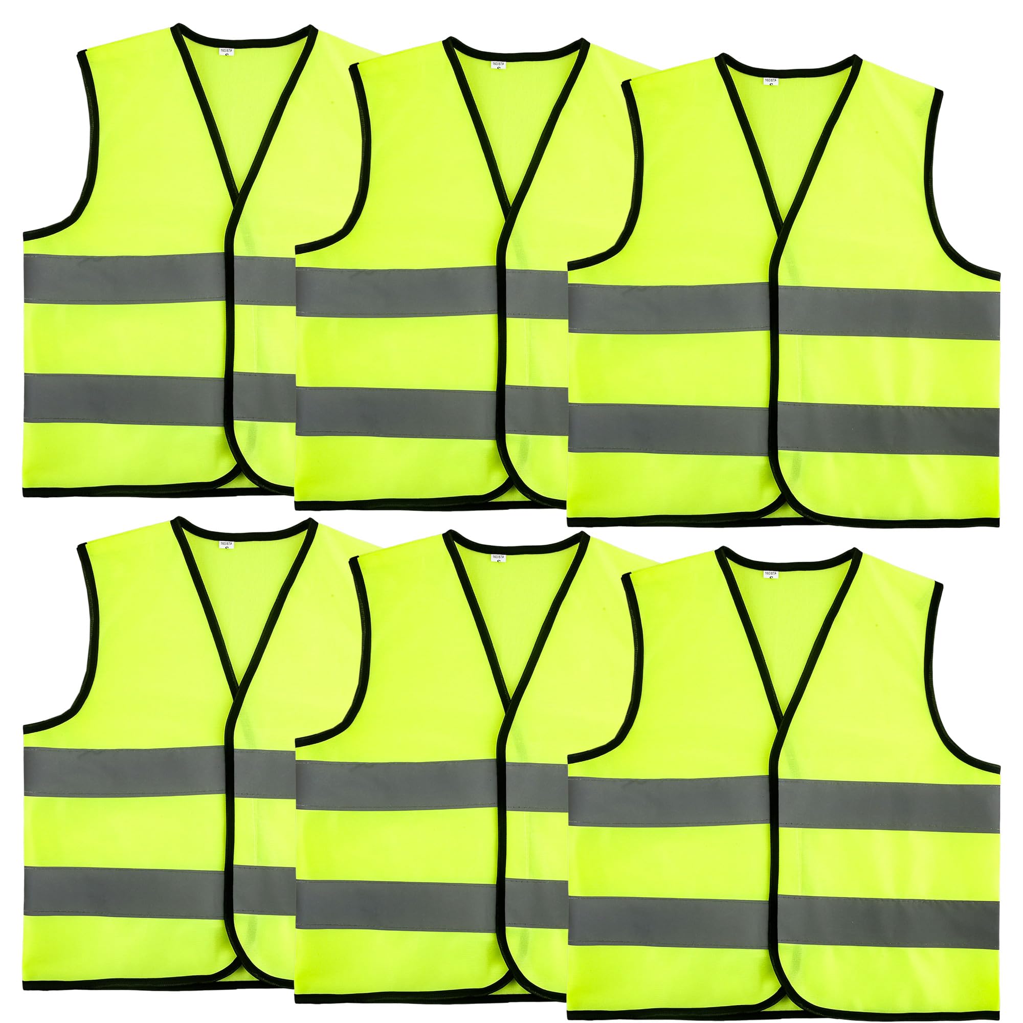 6 Pcs Kid High Vis Vest High Visibility Safety Vest with Reflective Strip Reflective Hi Vis Vest for Outdoor Activities (M, 7-9 years(120-130 cm))
