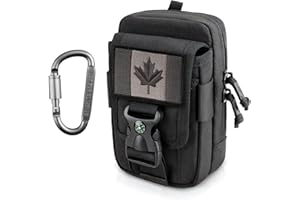 WYNEX Tactical Compass Phone Pouch, Large Molle Smartphone Holster Case Double Capacity Small Utility EDC Pouch with Compass 