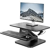 VIVO 25 in Standing Desk Converter, Keyboard &amp; Mouse Tray | Black, Height Adjustable, Compact Sit Stand Tabletop Monitor Riser Workstation, Minimal Assembly, DESK-V001G