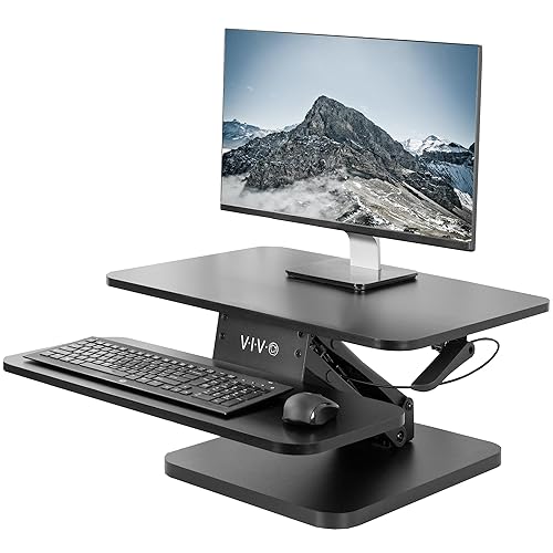 VIVO Black Height Adjustable 25 inch Standing Desk Converter