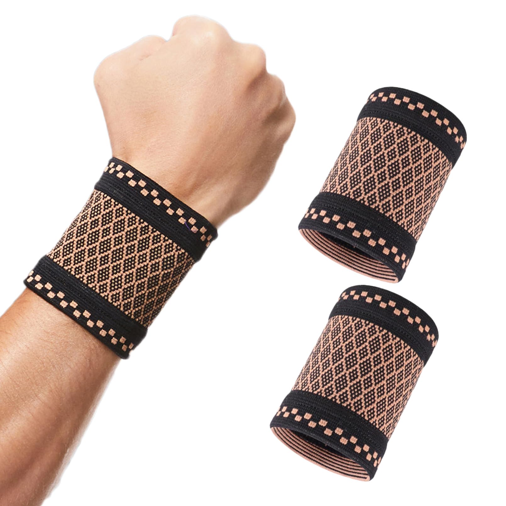 1 Pair Elastic Wrist Brace,Compression Wrist Wraps Support for Men and Women to Relieve Stiff & Sore Wrist Muscles, Soft Wristbands for Sport, Fitness, Working, Typing(L)