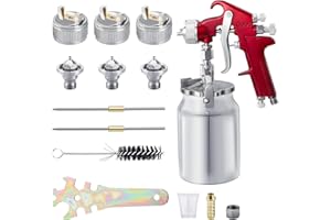 CarBole Suction Paint Sprayer Gun - 1000cc Capacity Cup with 1.3mm 1.7mm 2.0mm Nozzles Professional Air Spray System for Car Furniture Fence Wall