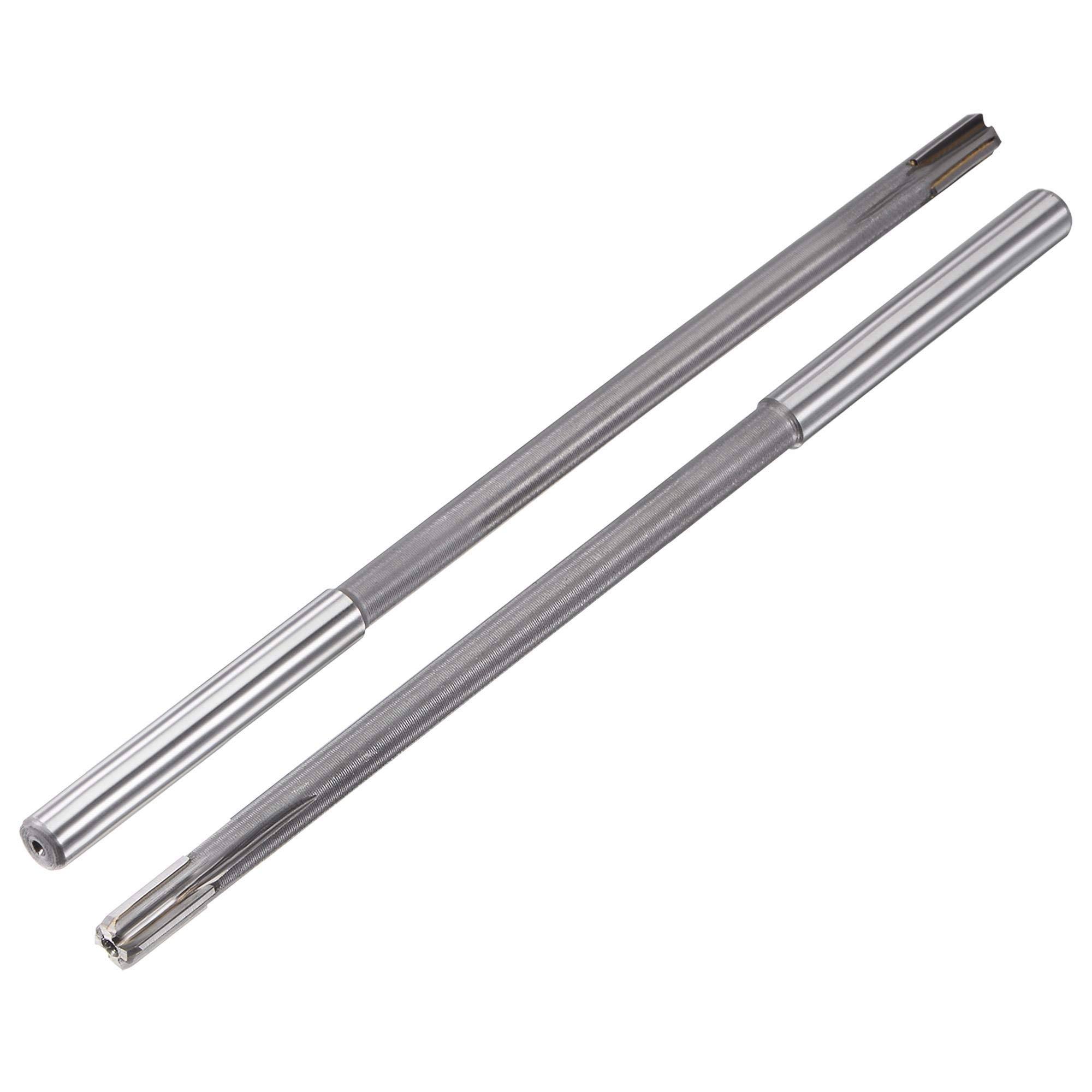 sourcing map 8mm Chucking Reamer High Speed Steel Carbide Tip H7, 8" (200mm) Length Lathe Machine Reamer Straight Flute, Milling Tool for Metal Copper 2pcs