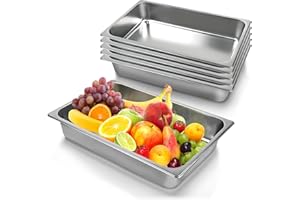 Carivia 6 Pack Hotel Pans,1/1 Size 4" Deep Steam Table Pan Full Size Stainless Steel Trays for Food, 20.8" L x 13" W Catering Food Pan Commercial Table Pan for Hotel, Restaurant, Buffet,Party Supplies