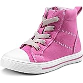 K KomForme Kids Sneakers for Boys and Girls Toddler Canvas High Top Walking Causal Shoes with Zipper