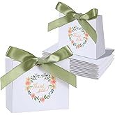 Caeuiciw 60 Pack Small Thank You Gift Bag 4.5 x 1.8 x 3.9 in Party Favor Bags Boxes with Bow Ribbon Green Thank You Gift Bags Boxes for Wedding Birthday Party Baby Shower