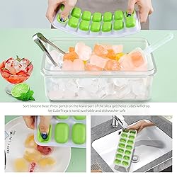 GEWTYOD Ice Cube Tray with Lid and Bin, 4 Pack