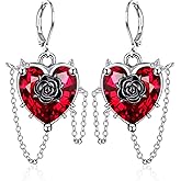 TALYKONG Gothic Skull/Bat/Skeleton/Anatomical Heart/Black Rose Earrings for Women Dangle Goth Jewelry Valentines Halloween Christmas Gifts for Women Men