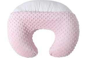 DONOMILO Nursing Pillow and Positioner Breastfeeding and Bottle Feeding, Propping Baby, Tummy Time, Sitting Support for Baby Boy Baby Girl, with Removable Dots Cover (Blushing Bride)