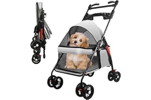 OMDOCA Dog Stroller for Medium Dogs 20 lbs, Foldable Dog Strollers for Small Dogs. with Storage Basket and Cup Holder. Handra