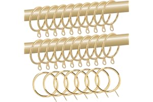 WISION 28 pcs 1.5-Inch Inner Diameter Metal Drapery Rings Curtain Rings with Eyelets, Decorative Curtain Rod Rings Drapery Curtain Rings Fits Up to 1 1/4-Inch Rod, Gold