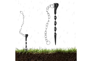 LYAPEONY Metal Rain Chain Anchor/Anchor Post - Heavy Duty Iron, Rust Resistant Black Powder Coating with 17 "Long Chain - Suitable for Outdoor Rain Chain, Bird Cage Fixtures (1pcs)