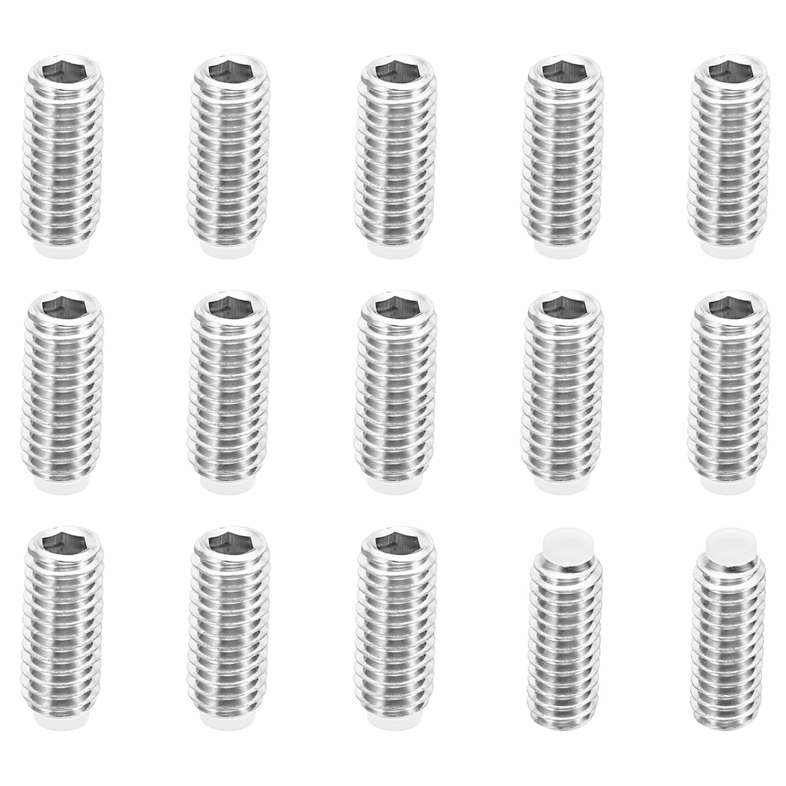 PATIKIL M6x14mm Nylon Tip Grub Screw, 15 Pack Metric Hex Socket Head Cup Point Anti Slip Set Screws Internal Hex Drive Hardware, 304 Stainless Steel