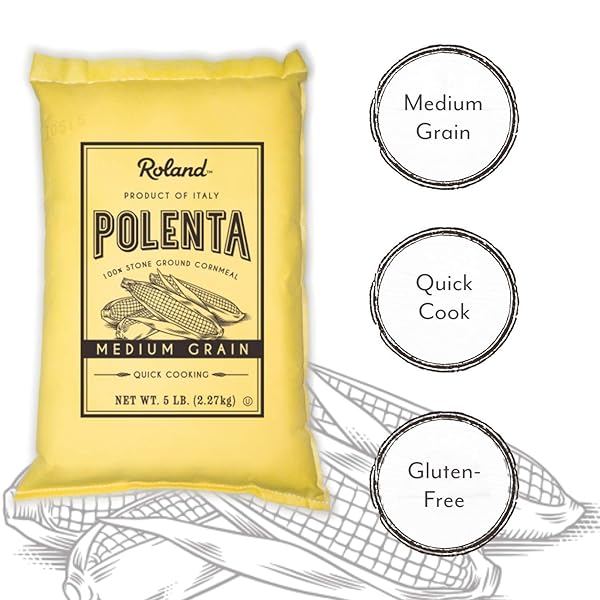ROLAND FOODS MEDIUM GRAIN YELLOW POLENTA FROM ITALY, 5 LB BAG