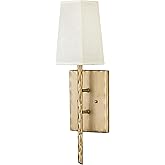 Hinkley Tress Single Light Wall Sconce, Hand Hammered Details, Off-White Textured Shade, ADA Compliant, Champagne Gold Finish