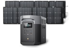 EF ECOFLOW Solar Generator DELTA 2 Max 2048Wh with 2x220W Solar Panel, LFP Battery Portable Power Station, Up to 3400W AC Output, AC + Solar Fast Dual Charging Full Charge in 1 Hr For Camping RV