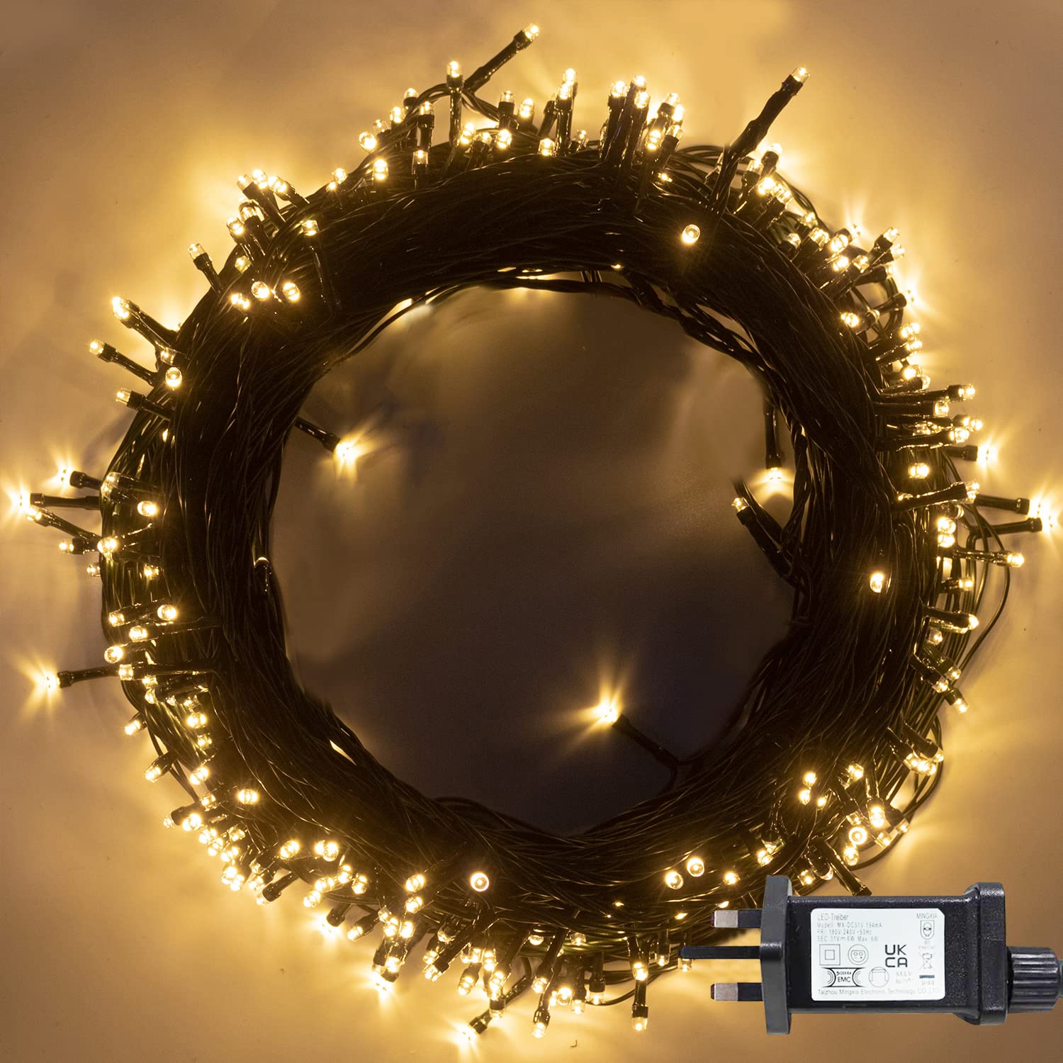 String Lights Warm White - 49ft/15m 120 LEDs Memory Function 8 Modes Extendable Waterproof IP44 Outdoor Indoor Decoration Fairy Twinkle Christmas Lights for Xmas Tree Halloween Home Garden Wedding