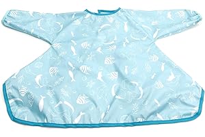 Waterproof Bibs with Long Sleeve for Baby, Baby Led Weaning Bib Coverall attaches to highchair, Handy to Carry