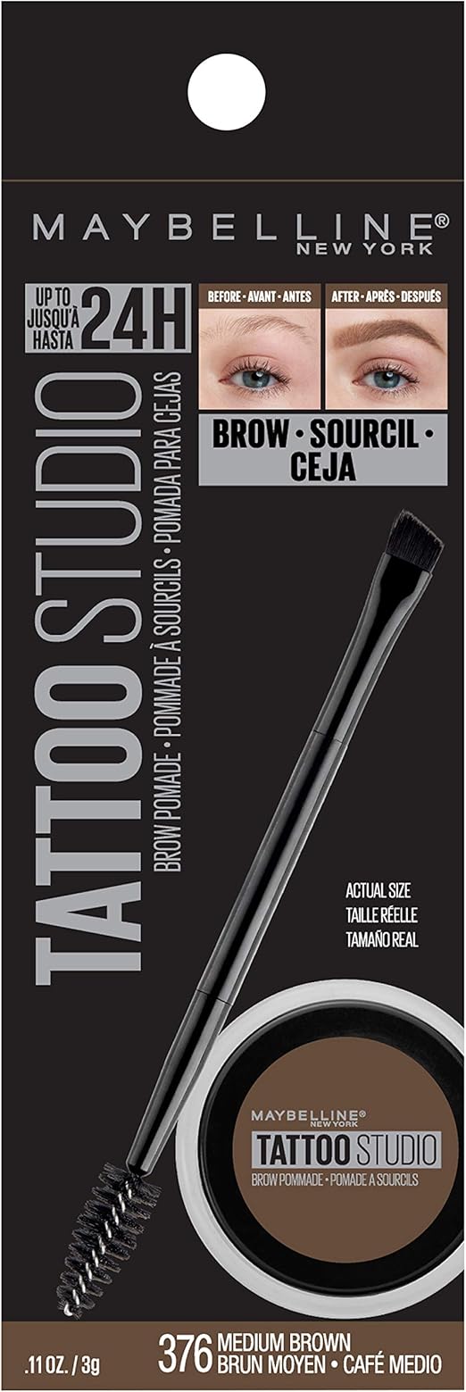 Maybelline New York Tattoo Studio Brow Pomade Long Lasting Buildable Eyebrow Makeup Medium Brown 0 106 Oz Amazon Ca Beauty