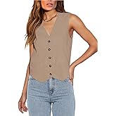 Floral Find Womens Casual Button Down Sleeveless Vest Fully Lined V Neck Business Jacket Waistcoat with Pocket