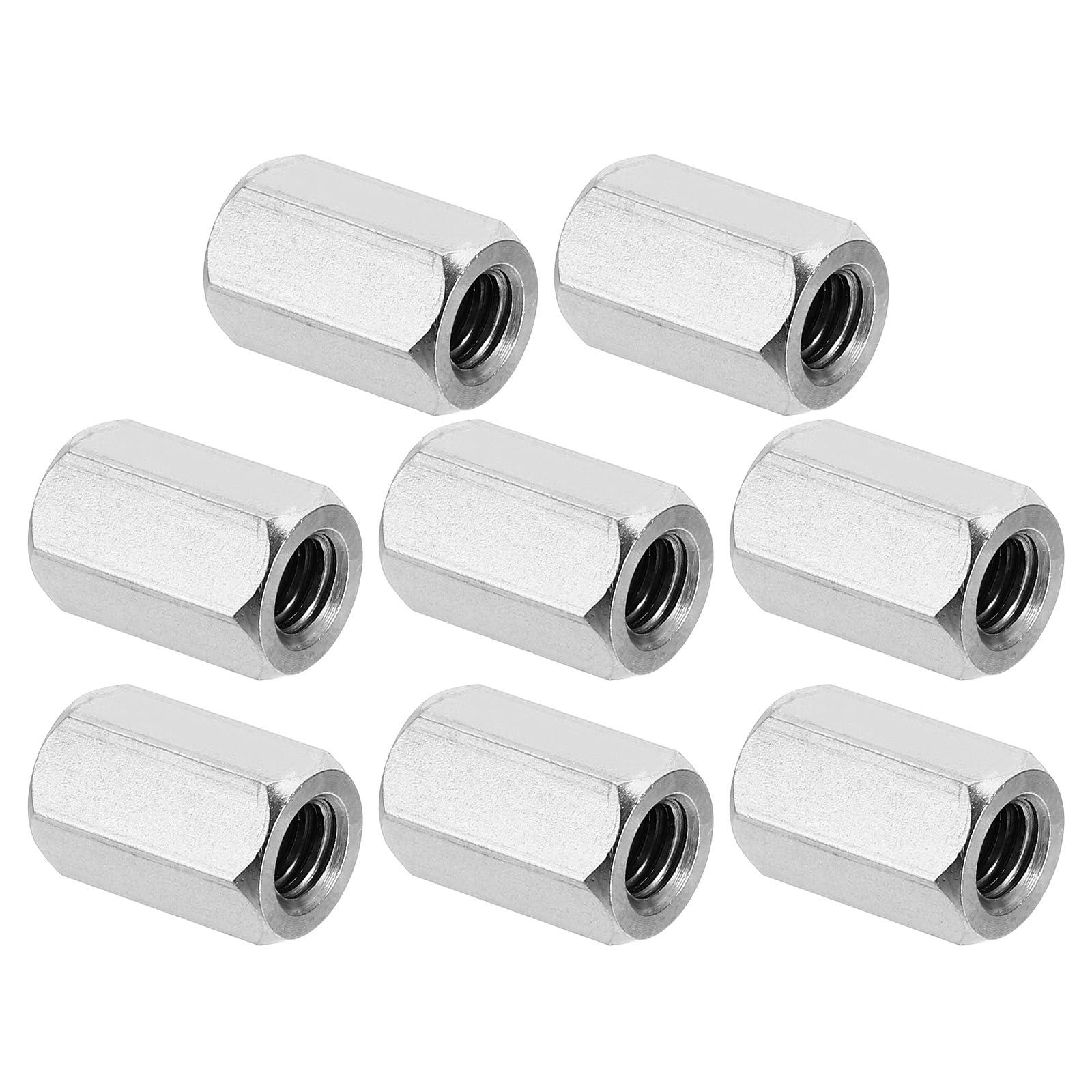 PATIKIL 1/4"-20 UNC 304 Stainless Steel Hex Coupling Nuts, 8Pcs 0.8" Length Fully Threaded Rod Coupling Nut Studding Connector Fasteners, Silver Tone