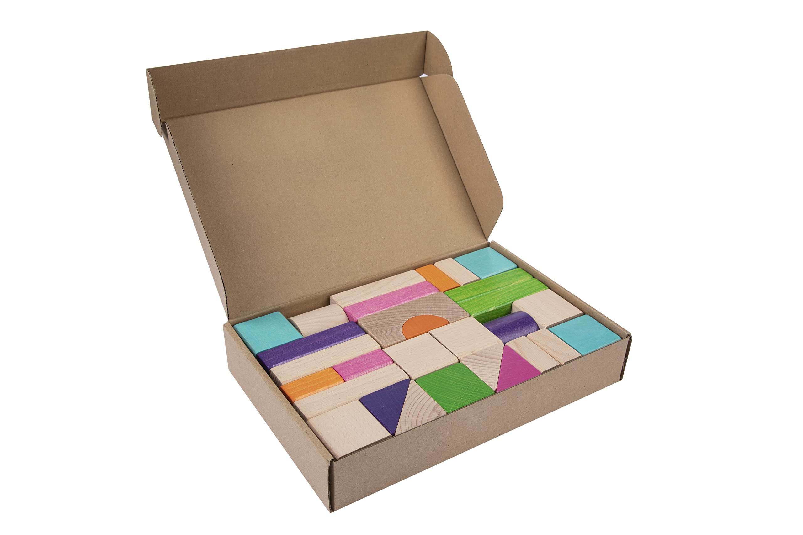 Lobito Toys Pastel Wood Block Set | Non-Toxic Beechwood Made in EU | 30 Piece Developmental Toy for Screen-Free Creative Play | Bricks & Building | Gift for Boy or Girl | Blocks for 1 2 3 4 Year Olds