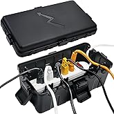 Hrensaw Medium Outdoor Electrical Box(10.6x5.5x4.5inch),IP54 Waterproof Extension Cord Cover w/6 Cable Entry,Weatherproof Connection Box Protect Power Strip,Timer,Plug,Holiday Lights,Black