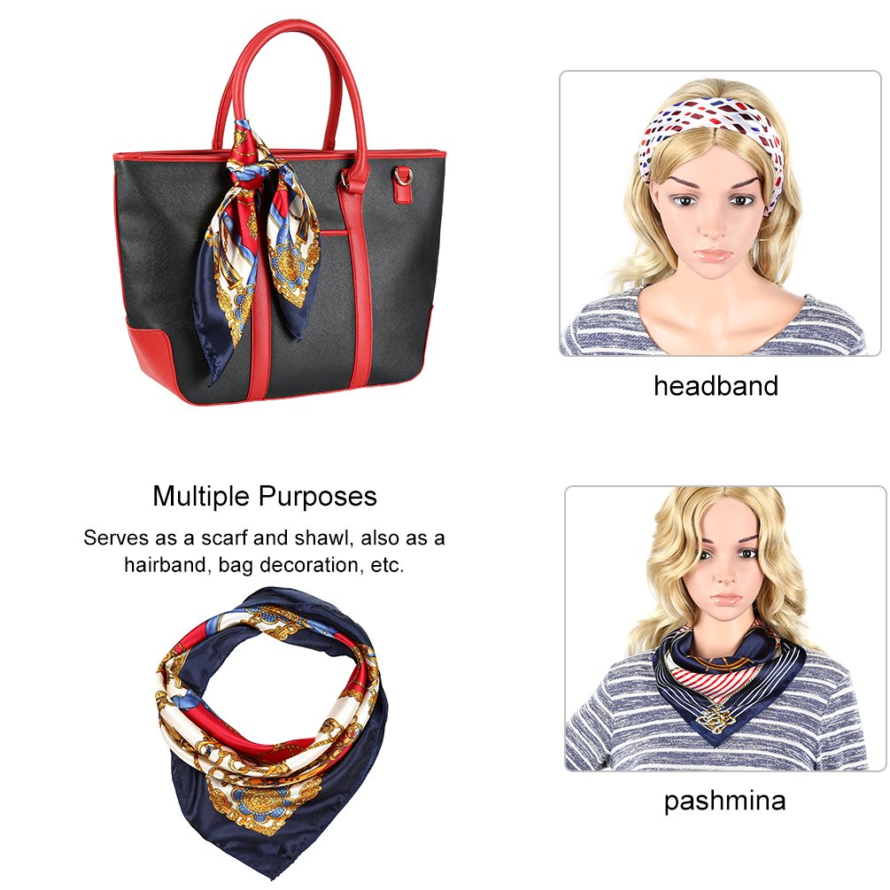 VBIGER 12PCS Womens Mixed Silk Square Scarves Bandana Scarf 50x50cm (Design 1)