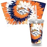 Rico Industries NFL Football Metallic Tie Dye NFL Football Team 16oz Metallic Clear Tumbler W/Straw