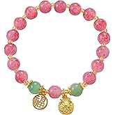 Crystal Bracelet for women 8mm handmade multi-colored crystal bracelet Natural stone beaded bracelet Healing Crystal bracelet jewelry for women (Pink)