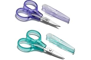 PAFASON Sharpest & Precise Embroidery Scissor Set 2 PC Curved Straight for Quilting Sewing Knitting Crafting Cross Stitch Crochet Thread Yarn Paper Fabric Detail Cutting Stainless Steel Safety Case