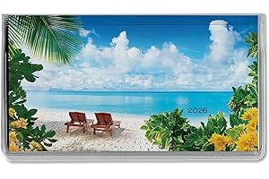 CURRENT 2026 Paradise Tropical Planner Pocket Calendar & Memo Pad, 3.5-Inch x 6.5-Inch Size Closed, Bookstore-Quality Monthly Floral Purse Calendars With 30 Note Pages for Kitchen & Office
