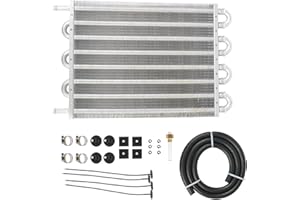 PUZZLEDEER 5/16" Transmission Oil Cooler, 8 Pass Tube and Fin Cooler Kit Universal Aluminium silver