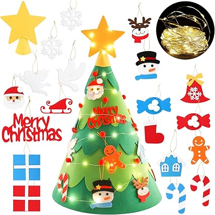 Immagini Feltro Natale.Zoylink Diy Albero Di Natale In Feltro Led Stump Stereo Bambino Magico Conico 20 Accessori Amazon It Elettronica