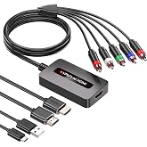 Male Component to HDMI Converter, 1080P YPbPr to HDMI Converter for Connecting Devices with Female Component Output to HDTVs, Compatible with DVD STB