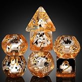 Cow DND Dice, DNDND 7PCS Resin D&amp;D Die with Velvet Bag for Dungeons and Dragons Role Playing Games and Tabletop Games（Cow